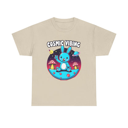 Cosmic Vibing Bunny, Tee — Cute Bunny Space Graphic T-Shirt