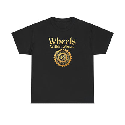 Wheels within wheels, Unisex Heavy Cotton Tee, Casual Wear, Gift for Cyclists, Graphic T-Shirt, Birthday Gift, Summer Style - Psychonaut Swag