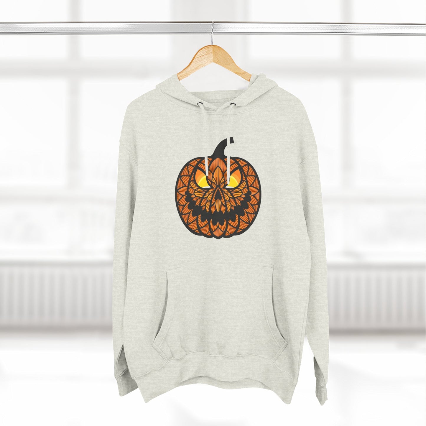 Pumpkin Mandala Hoodie — Halloween Jack-O'-Lantern Fleece Pullover