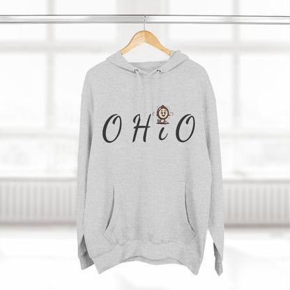 Ohio Script Hoodie with Cute Buckeye Mascot
