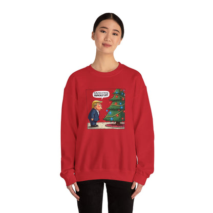 Political Christmas Tree Sweatshirt — "Radically Lit" Holiday Cartoon Crewneck