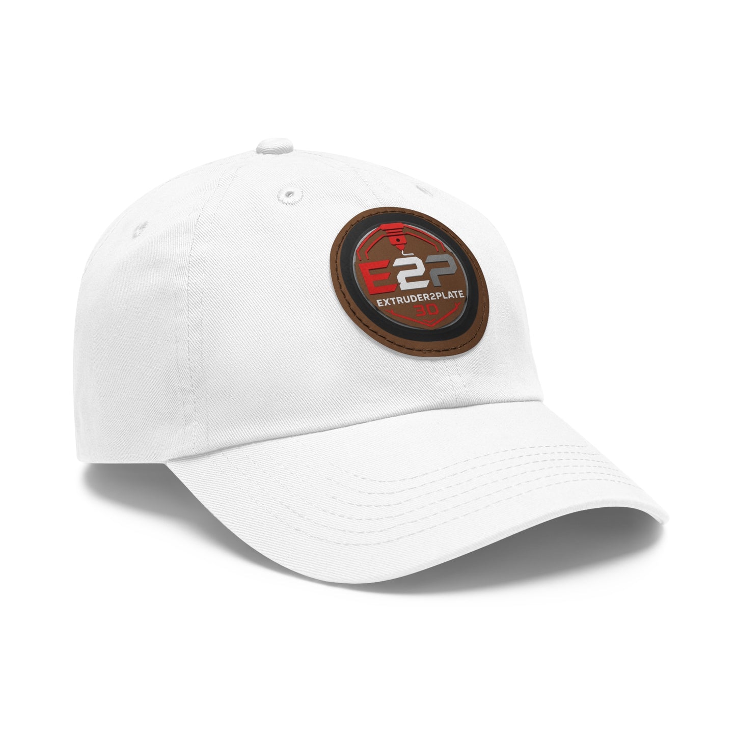 Extruder2Plate, Dad Hat with Leather Patch (Round)