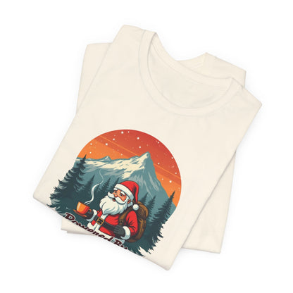 Coffee-Powered Santa T-Shirt — "Powered by Coffee" Holiday Tee