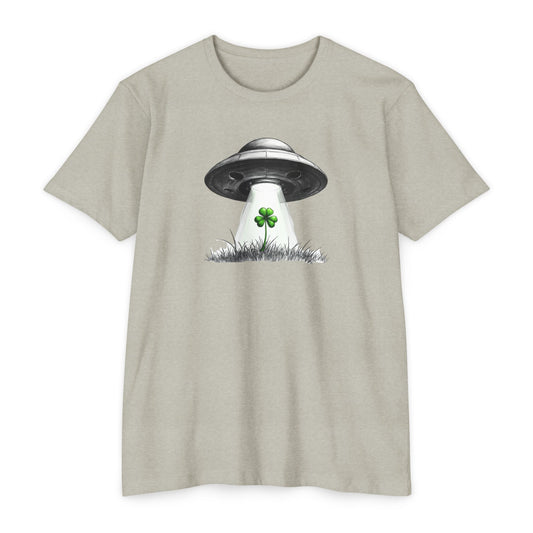 UFO Abduction Shamrock Tee — St. Patrick’s Day Alien Graphic T-Shirt