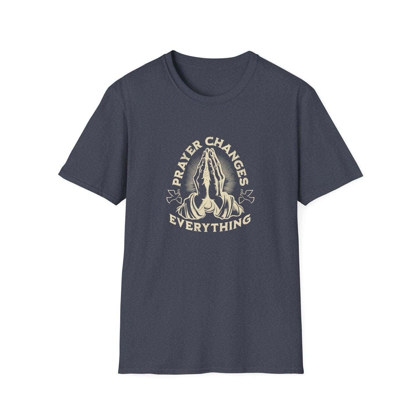 Prayer Changes Everything T-Shirt — Vintage Praying Hands Christian Tee