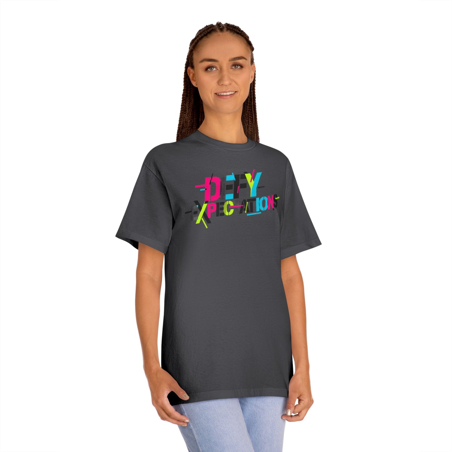 Defy Expectations Tee — Bold Retro Graphic T-Shirt