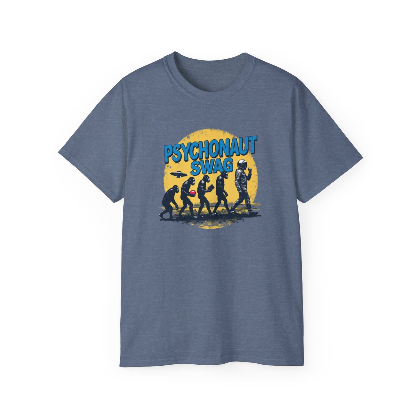 Psychonaut Evolution of Man Sunset, Unisex Tee, Retro Graphic T-Shirt, Music Festival Attire, Gift for Gamers, Casual Streetwear