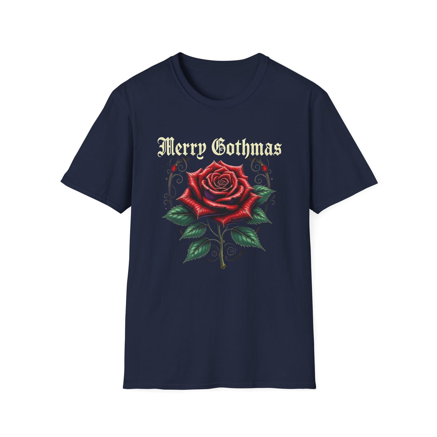 Gothic Christmas T-Shirt — "Merry Gothmas" Rose Holiday Tee