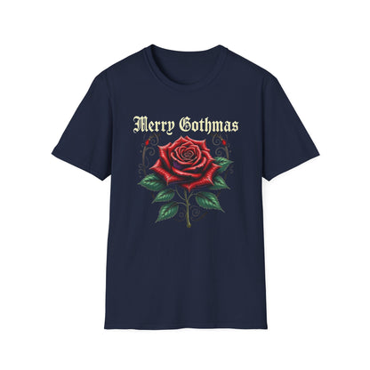 Gothic Christmas T-Shirt — "Merry Gothmas" Rose Holiday Tee