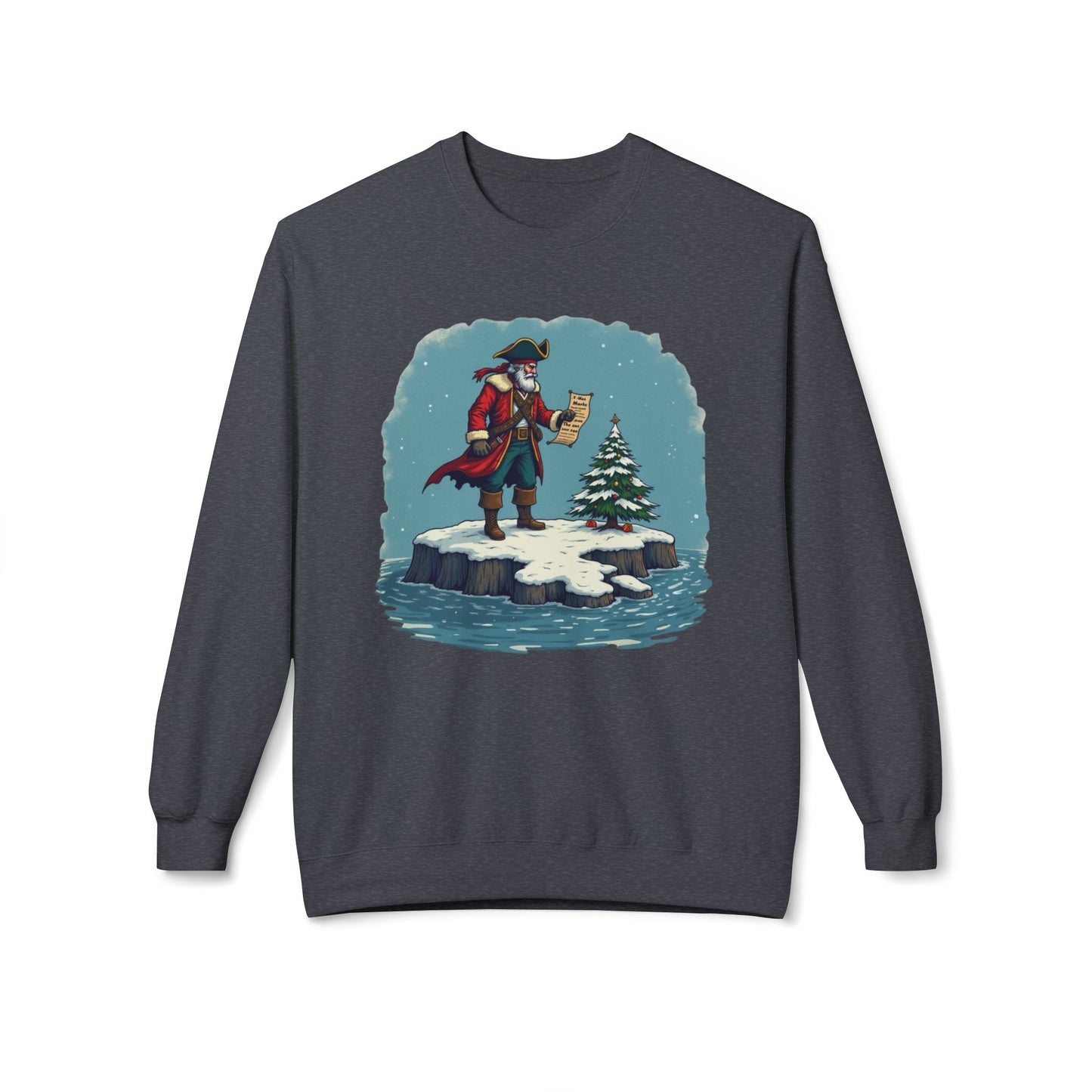 Colonial Santa and Tree, Unisex Midweight Softstyle Fleece Crewneck Sweatshirt