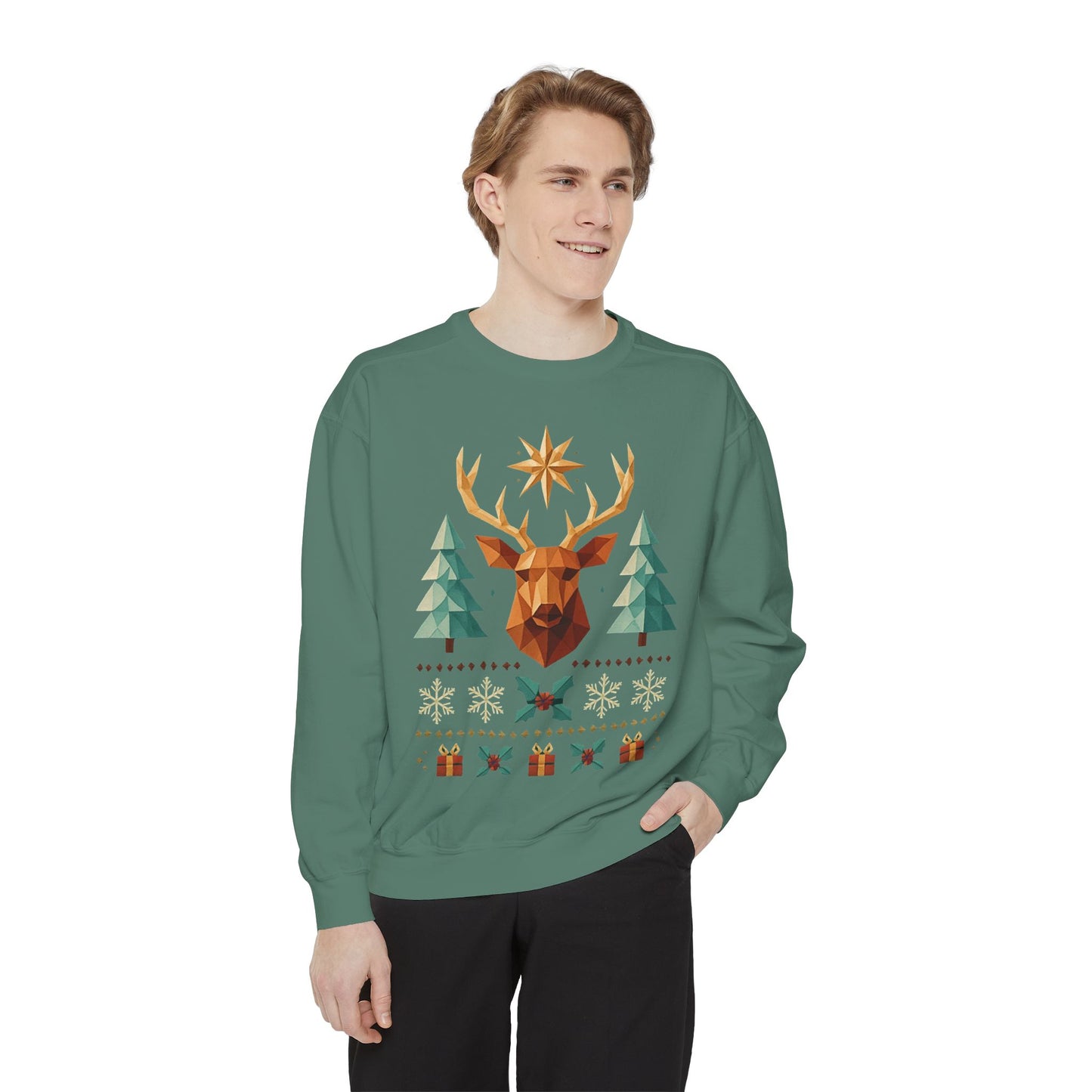 Reindeer Forest Sweatshirt — Vintage Holiday Moose Crewneck