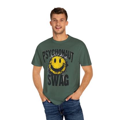 Psychonaut Swag Yellow Smiley Face, Trendy Graphic Tee for Festival Lovers, Casual Wear, Gifts, Street Style