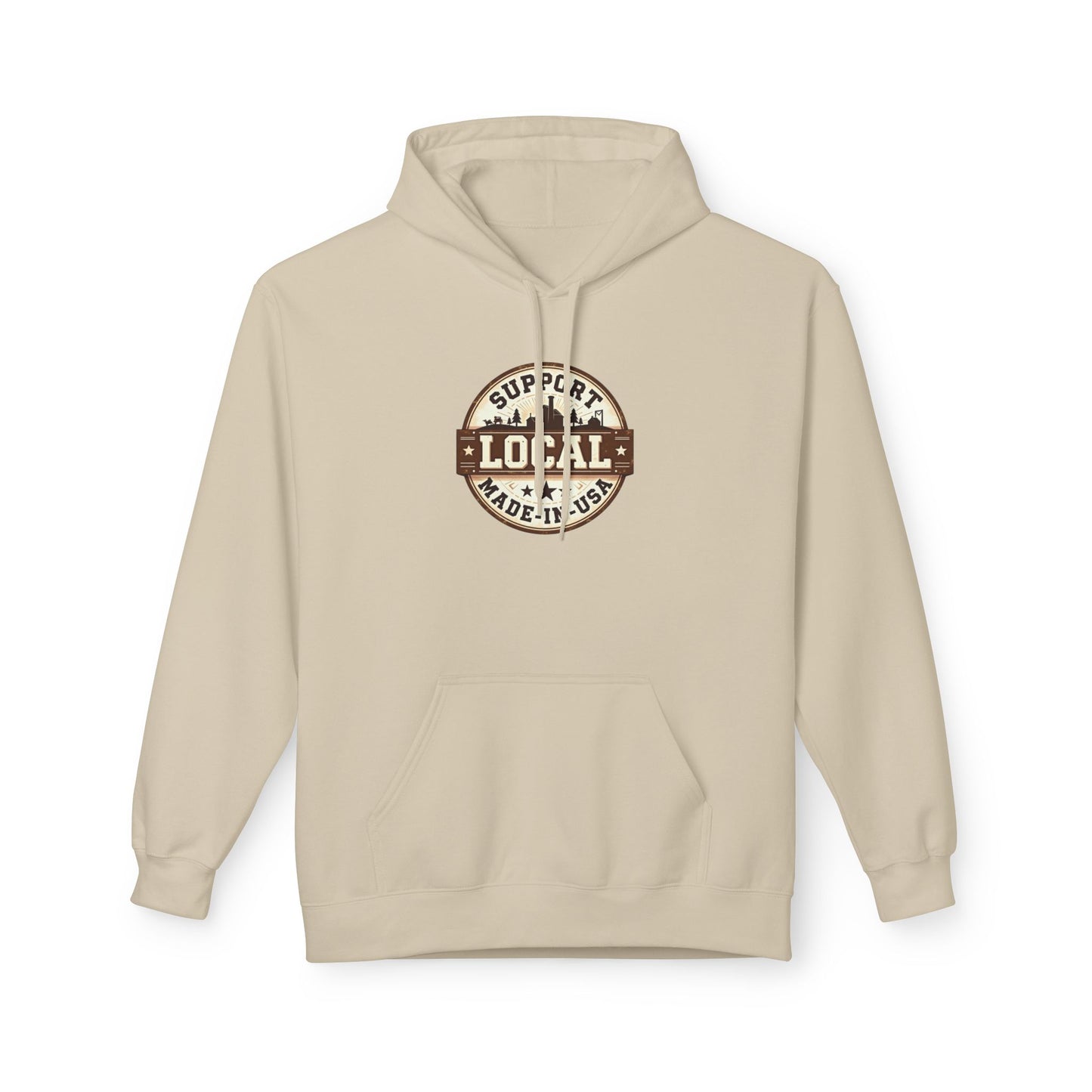 Support Local Hoodie — “Support Local Made in USA” Vintage Badge Pullover