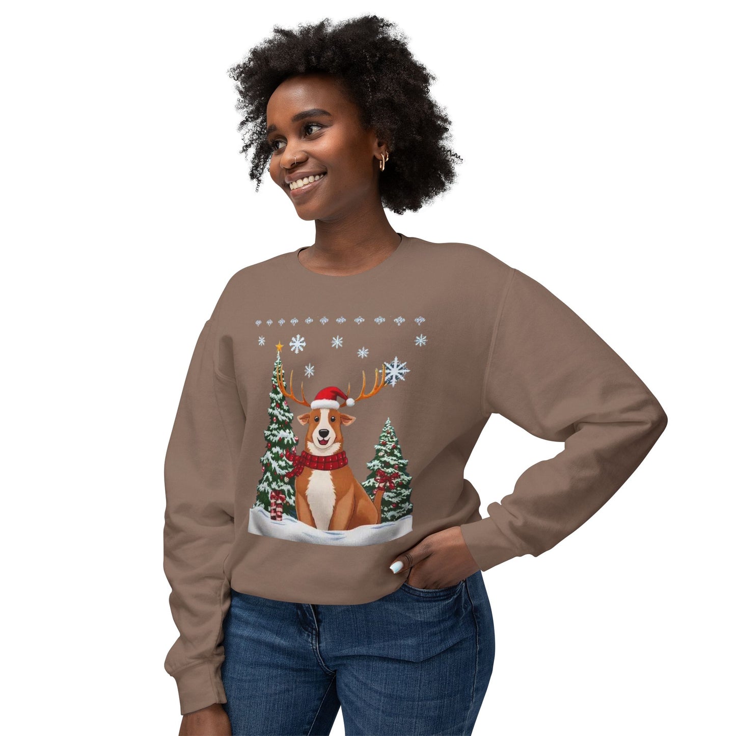 Christmas Corgi Sweatshirt - Festive Dog Reindeer Holiday Crewneck