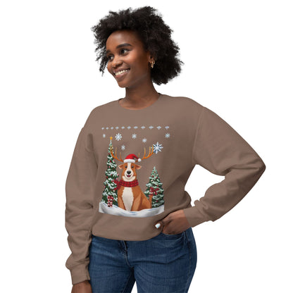 Christmas Corgi Sweatshirt - Festive Dog Reindeer Holiday Crewneck