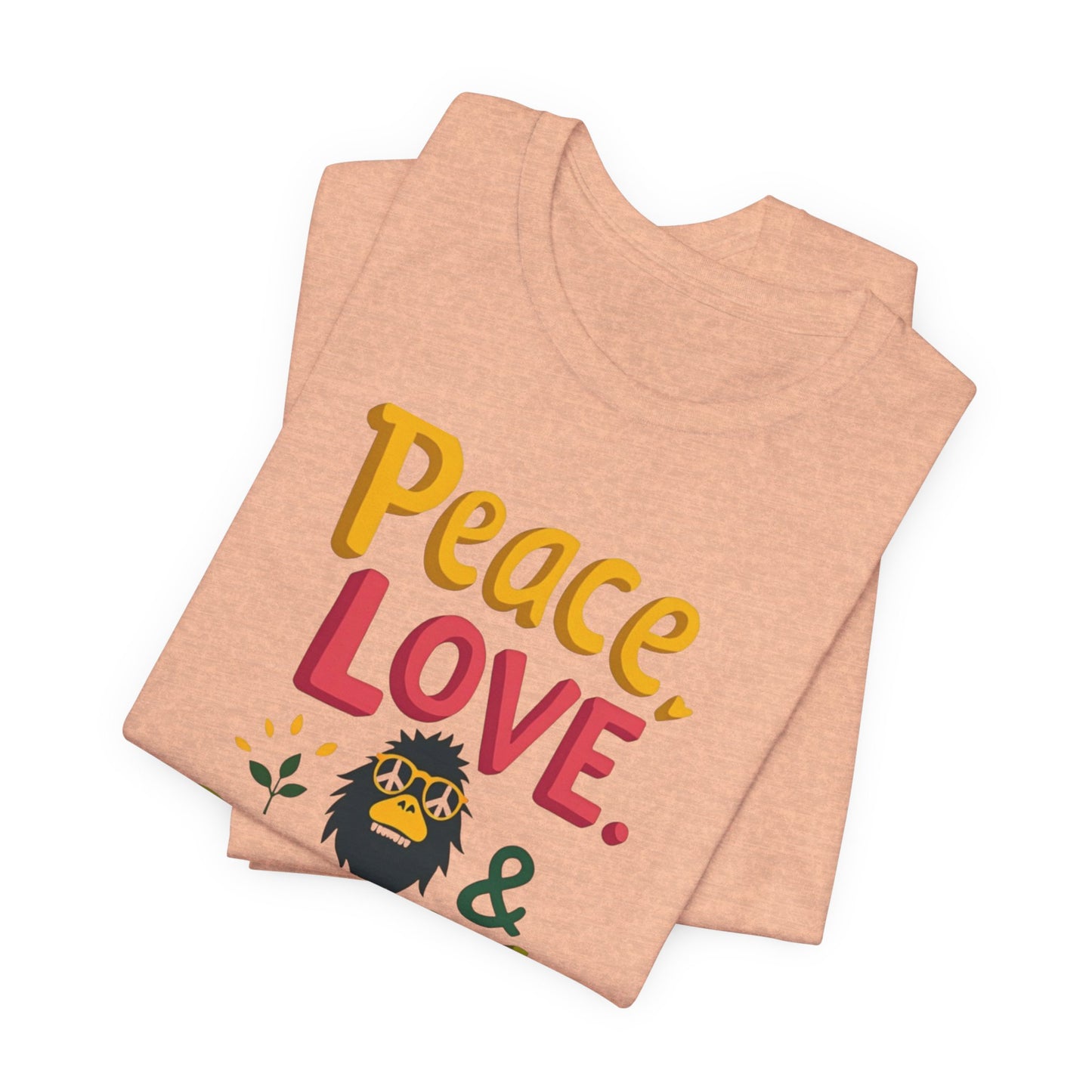 Peace, Love & Squatch T-Shirt — Retro Bigfoot Graphic Tee