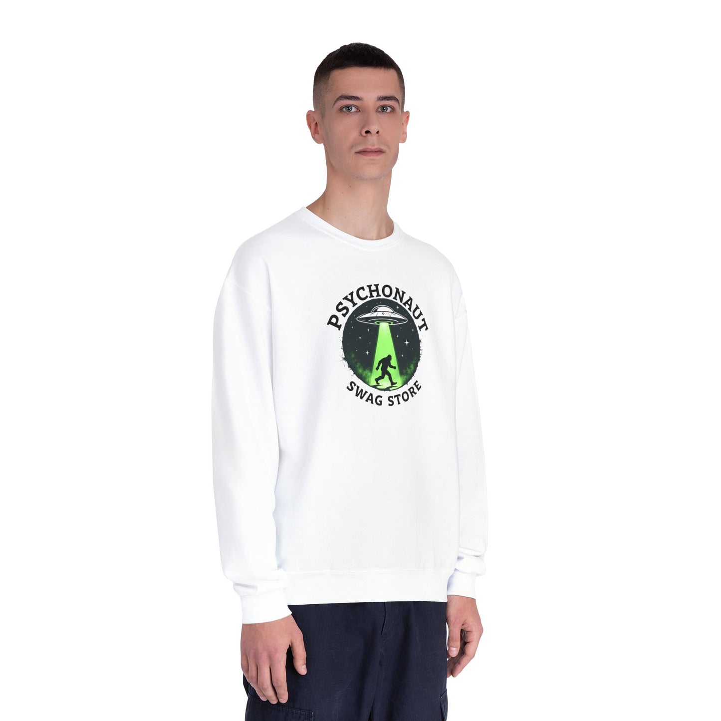 Psychonaut Swag Crewneck Sweatshirt – UFO Abduction Graphic Pullover