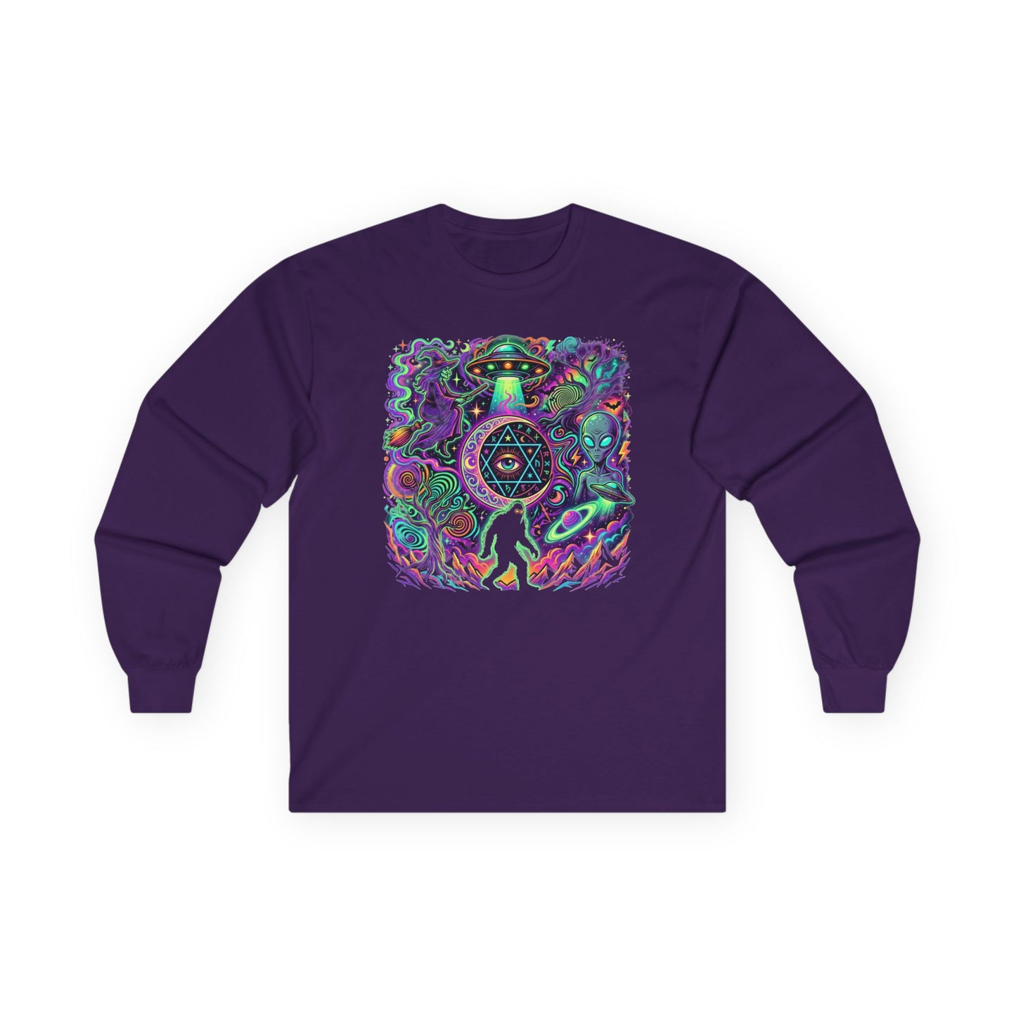 Psychedelic Alien Abduction Halloween Long Sleeve Tee