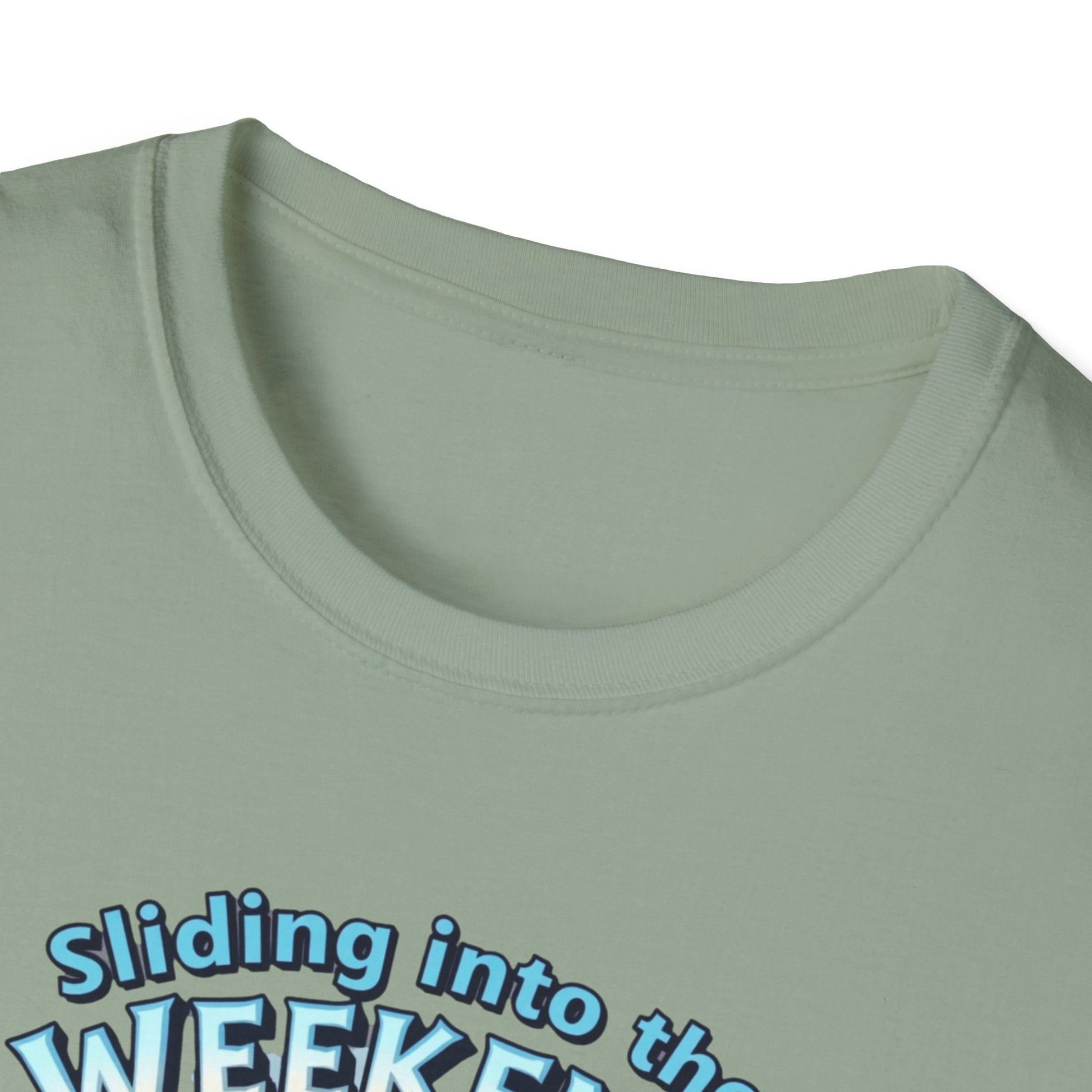 Sliding Penguin, Weekend Vibes T-Shirt, Funny Graphic Tee, Penguin Design Shirt, Casual Apparel, Unisex Softstyle T-Shirt - Psychonaut Swag
