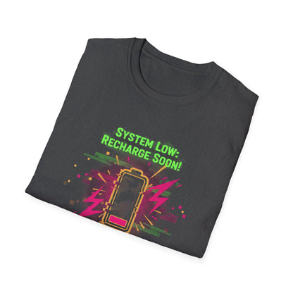 Needs Charging,  T-Shirt — Retro Neon Phone Graphic Tee