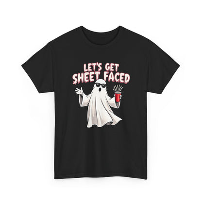 Let's Get Sheet Faced Ghost T‑Shirt — Funny Halloween Party Tee