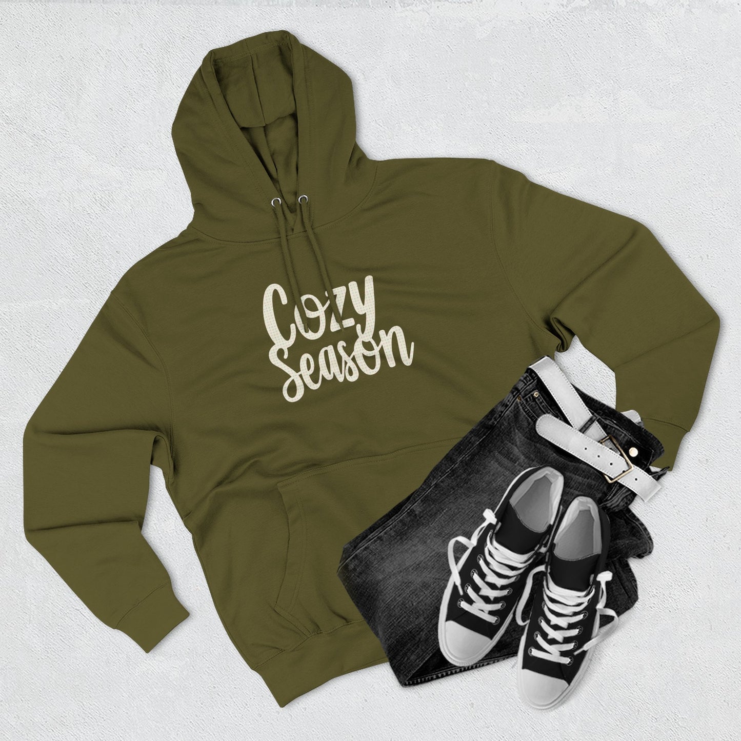 Cozy Season Hoodie — Soft Fleece Pullover with Script Graphic