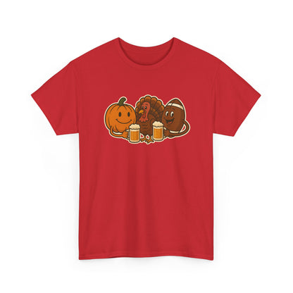 Thanksgiving Day Football & Beer Unisex Cotton Tee, Autumn T-Shirt, Holiday Apparel, Halloween Gift, Family Gathering Outfit, Seasonal Clothing