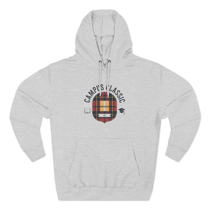 Campfire Classic Plaid Hoodie — Vintage Camping Fleece Pullover