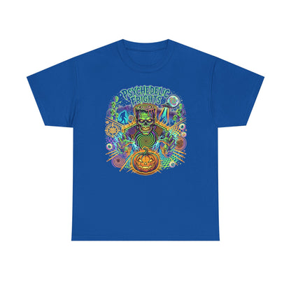 Psychedelic Monsters Halloween Tee — Spooky Pumpkin and Sasquatch Horror Graphic T-Shirt