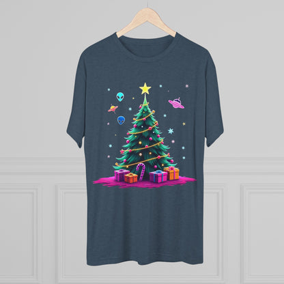 Alien visitors Christmas tree, Unisex Tri-Blend Crew Tee