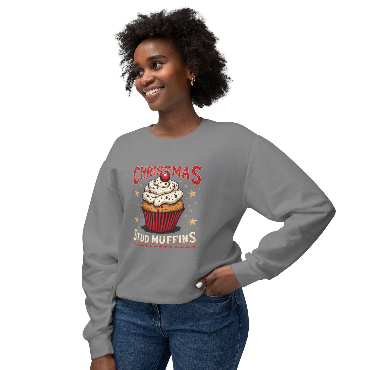 Christmas Stud Muffins, Unisex Lightweight Crewneck Sweatshirt