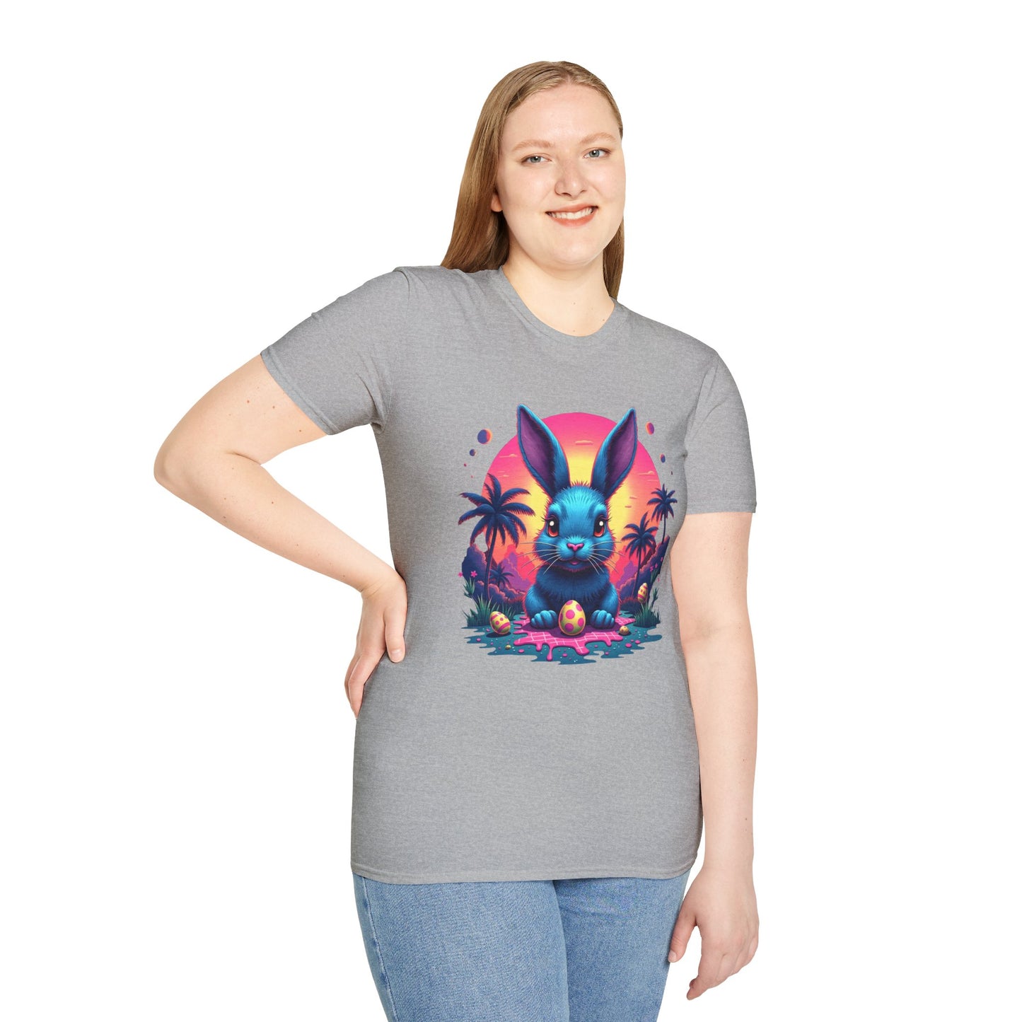 Easter Bunny Neon Sunset, unisex T-Shirt