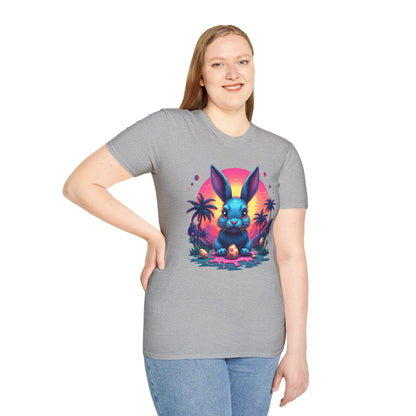 Easter Bunny Neon Sunset, unisex T-Shirt