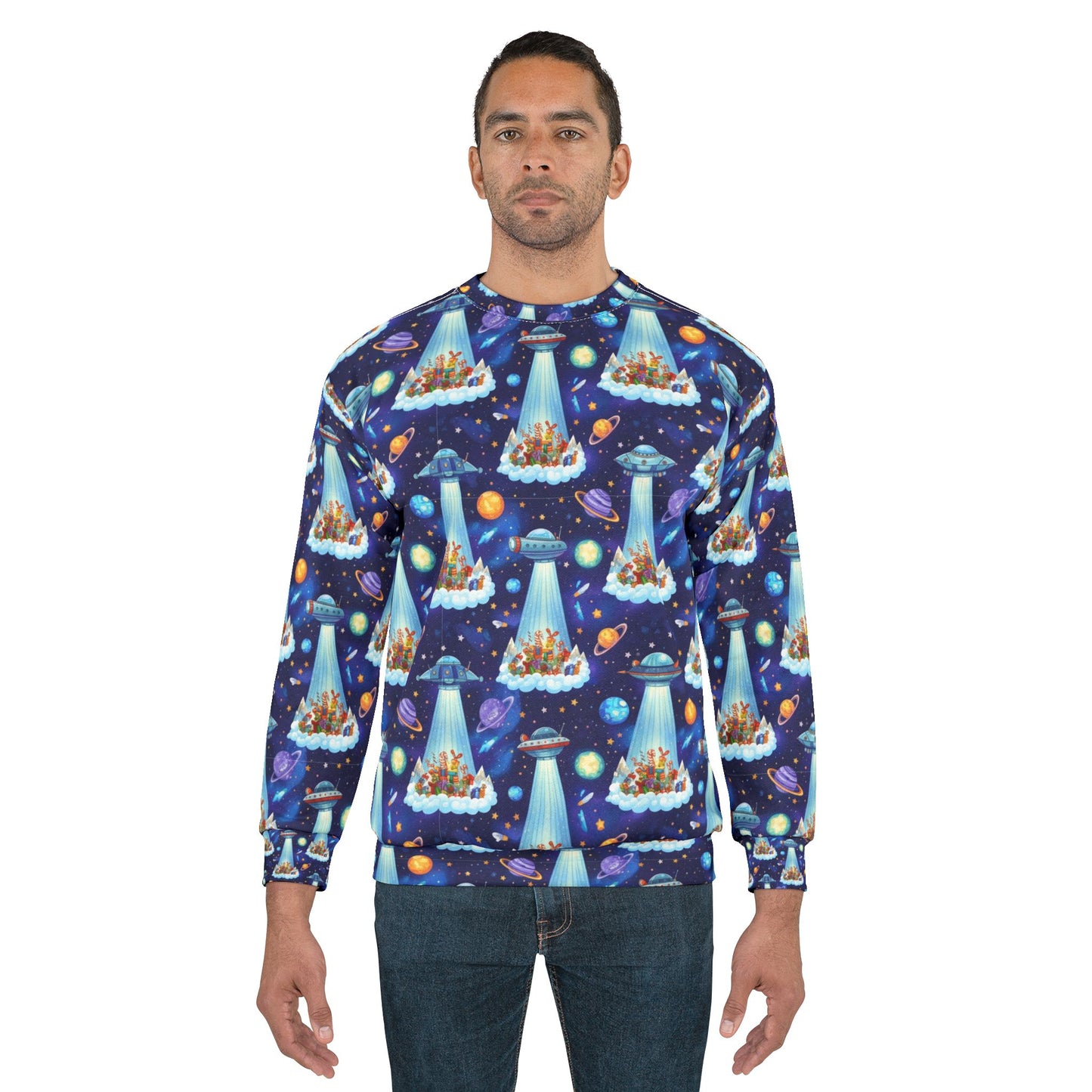 Alien City Abduction Ugly Christmas Sweatshirt