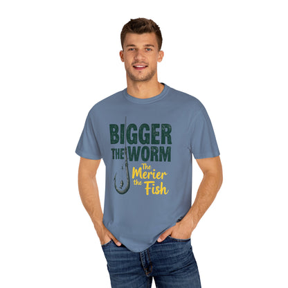 Big Worm Fishing Humor Unisex T-Shirt, Larger Than Life Tee, Gift for Anglers, Fun Outdoors Apparel, Dad's Fishing Day Shirt - Psychonaut Swag