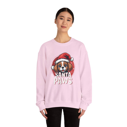 Christmas Dog Sweatshirt — "Santa Paws" Cute Puppy Holiday Crewneck