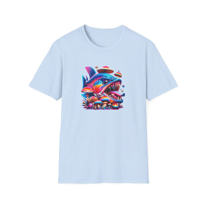 Piranha with Shrooms, Unisex Softstyle T-Shirt - Psychonaut Swag