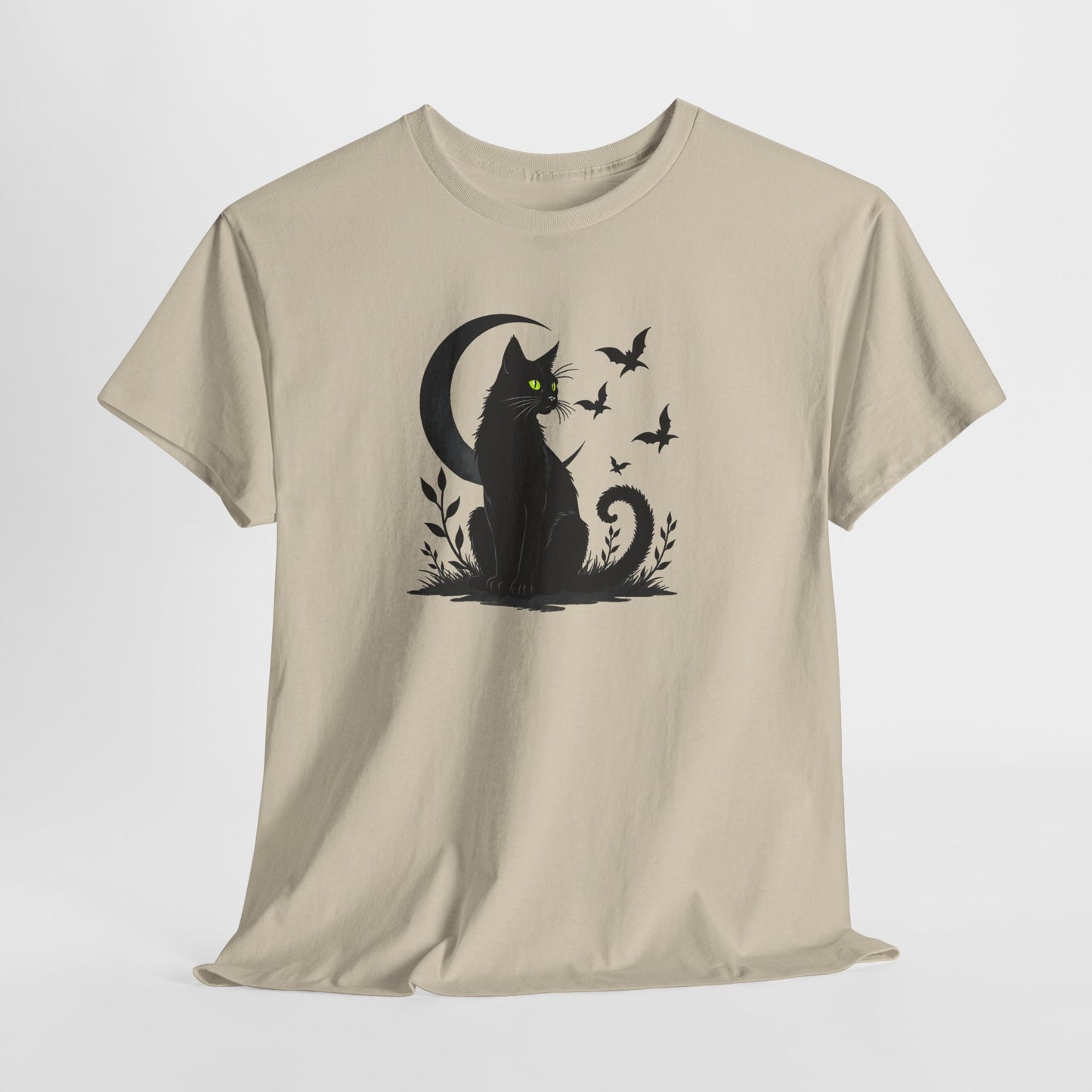 Black Cat Moon T‑Shirt — Gothic Cat Silhouette Tee