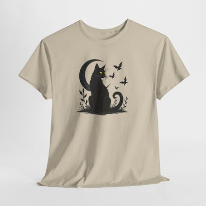 Black Cat Moon T‑Shirt — Gothic Cat Silhouette Tee