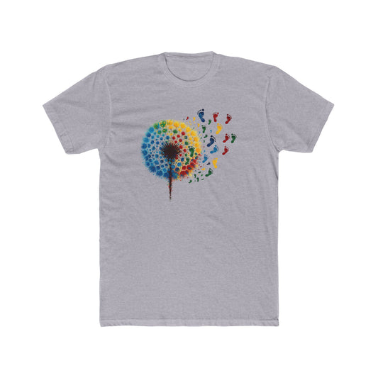Colorful Dandelion Unisex Cotton Crew Tee, Gift for Nature Lovers, Casual Wear, Art T-Shirt, Eco-Friendly Fashion, Summer Style - Psychonaut Swag