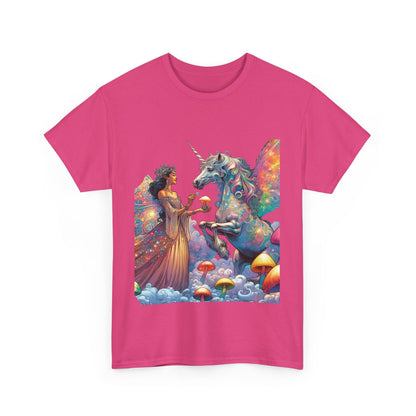 Graphic Tee - Fairy feeding a magical unicorn in the forest - Psychonaut Swag
