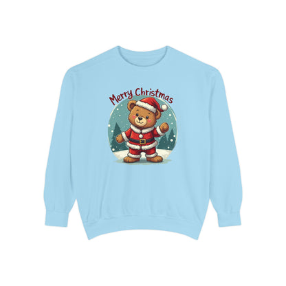 Christmas Bear, Unisex Garment-Dyed Sweatshirt
