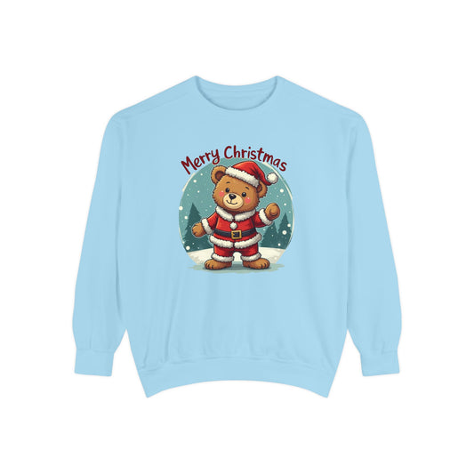 Christmas Bear, Unisex Garment-Dyed Sweatshirt