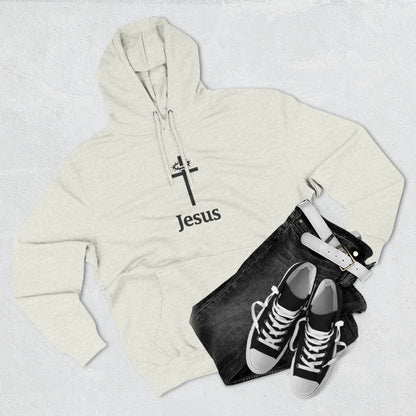 Jesus Cross Minimalist Hoodie — Faith Graphic Fleece Pullover