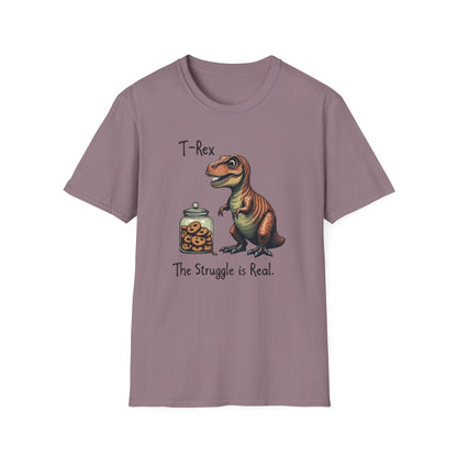 Funny T-Rex, The Struggle is real, T-Shirt, Dinosaur Gift, Unisex Apparel, Quirky Graphic Tee, Perfect for Birthdays and Parties - Psychonaut Swag