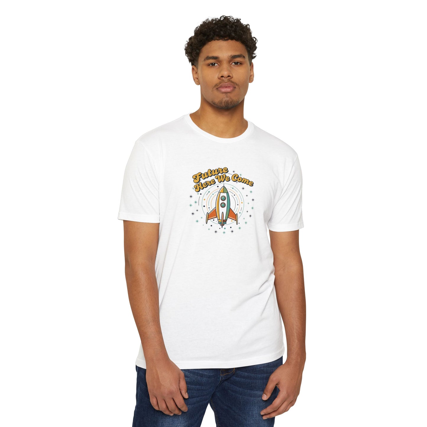 Retro Rocket T-Shirt - "Future Here We Come" Vintage Space Tee