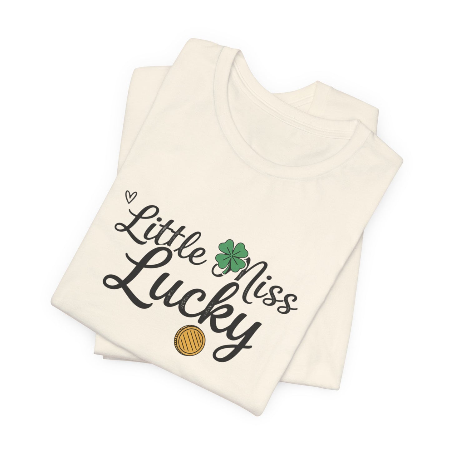 Little Miss Lucky T-Shirt — St. Patrick’s Day Girls’ Tee with Shamrock & Gold Coin