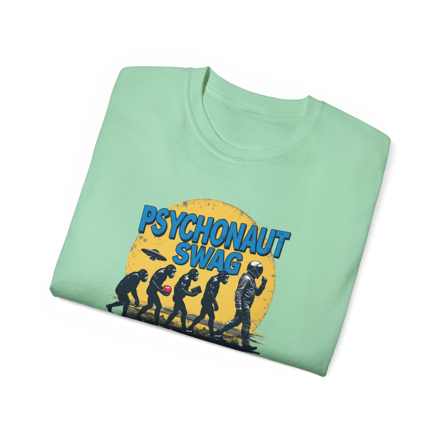 Psychonaut Evolution of Man Sunset, Unisex Tee, Retro Graphic T-Shirt, Music Festival Attire, Gift for Gamers, Casual Streetwear