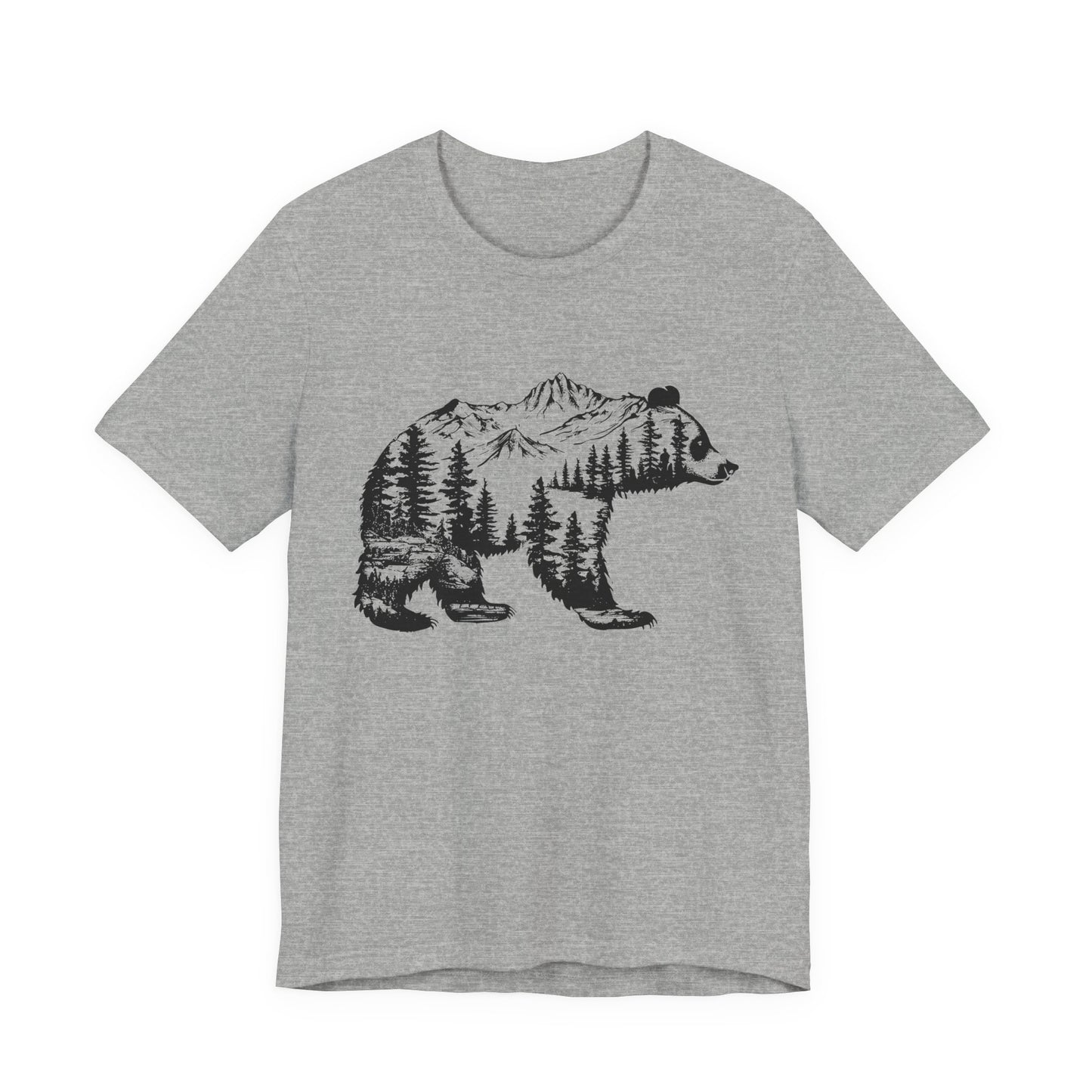 Mountain Bear Graphic Tee — Forest Silhouette Nature T-Shirt