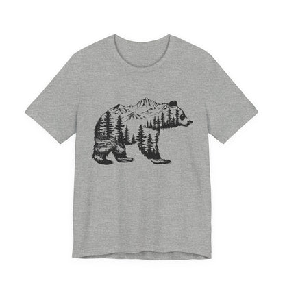 Mountain Bear Graphic Tee — Forest Silhouette Nature T-Shirt